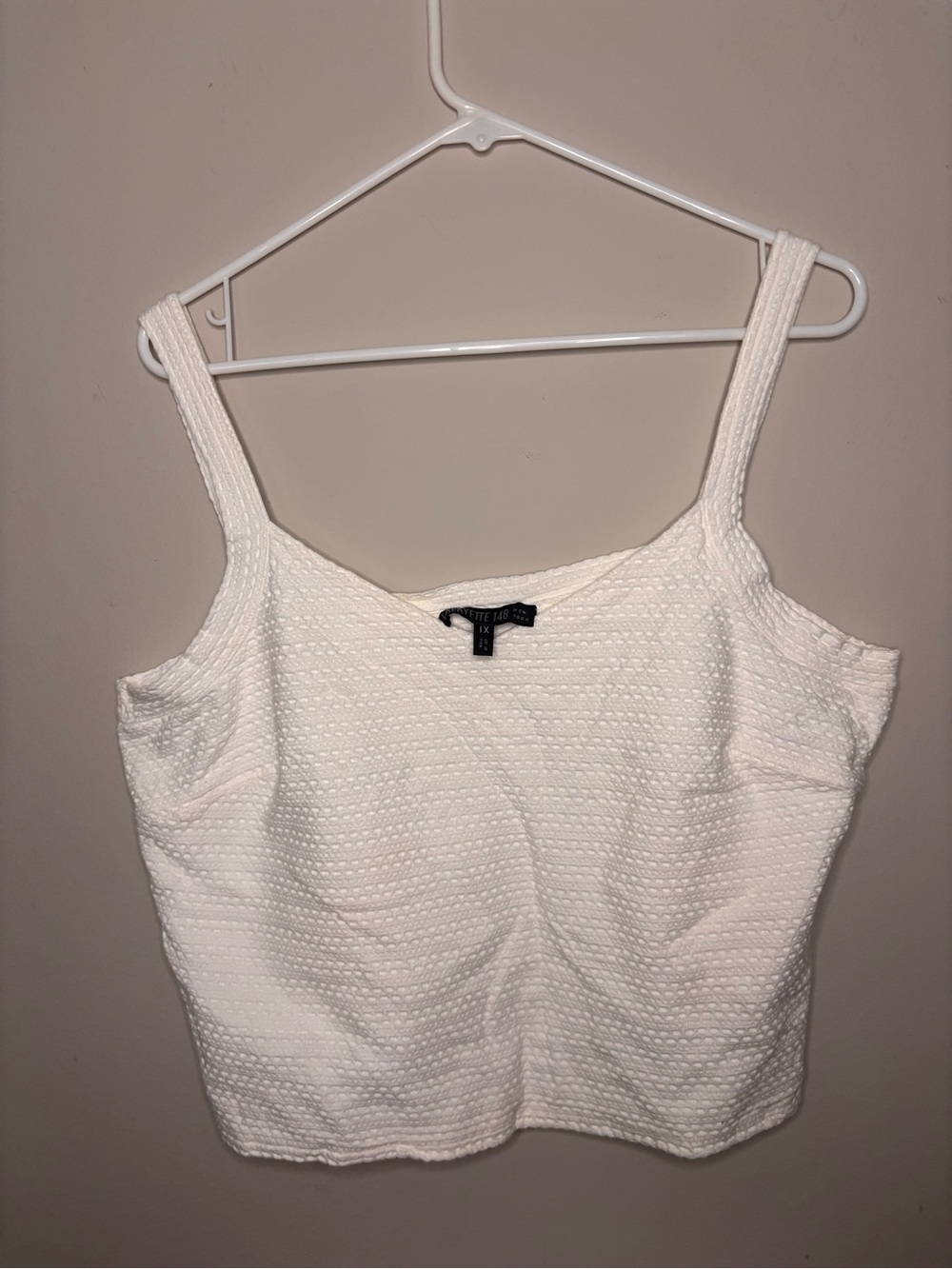 Lafayette 148 white textured cropped tank top size 1X cotton spandex
